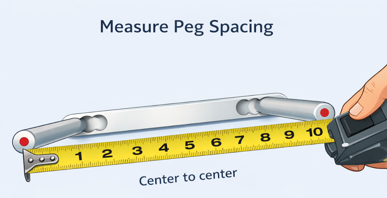Measure peg spacing center to center